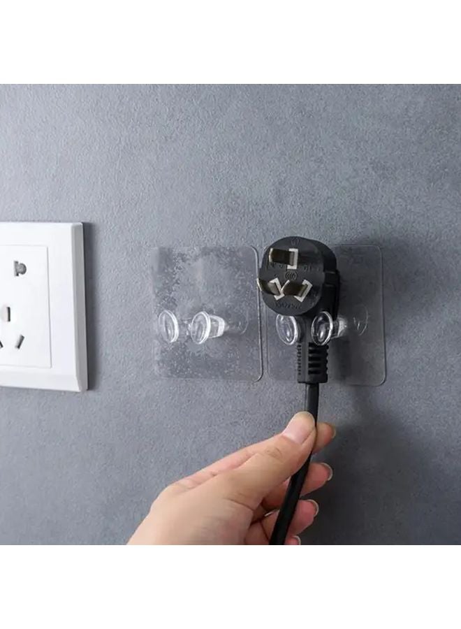 10pcs Transparent Adhesive Wall Hooks Strong Waterproof No Drill Power Strip Holders - Image 4