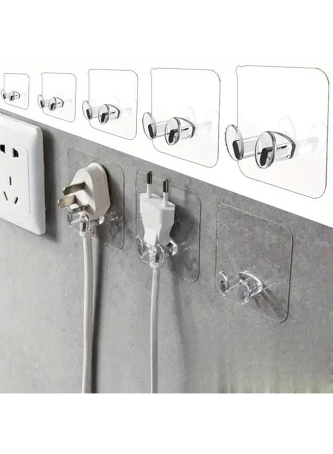 10pcs Transparent Adhesive Wall Hooks Strong Waterproof No Drill Power Strip Holders - Image 2