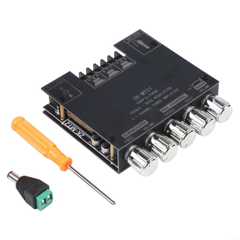 ZK MT21 2 1 Channel 5 0 Audio Amplifier Board 2x50W Plus 100W Stereo Power Amp Module with AUX Input Overheat Protection DC 12 24V - Image 2