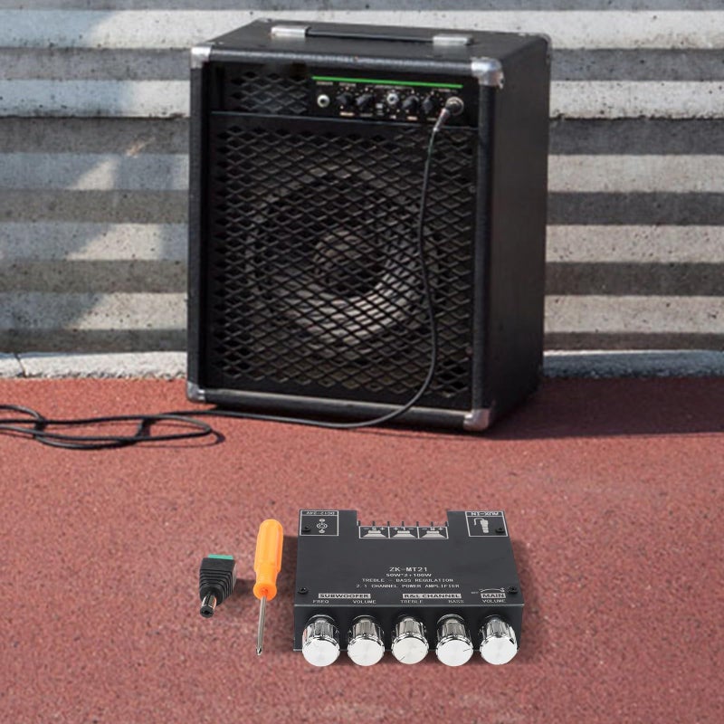 ZK MT21 2 1 Channel 5 0 Audio Amplifier Board 2x50W Plus 100W Stereo Power Amp Module with AUX Input Overheat Protection DC 12 24V - Image 4