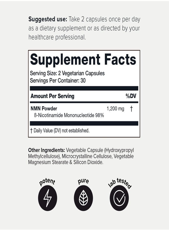 Toniiq NMN Supplement 1200mg - Third Party Tested Stabilized Capsules - 98% Highly Purified for NAD + - 60 Capsules Nicotinamide Mononucleotide Booster Supplement - Image 2