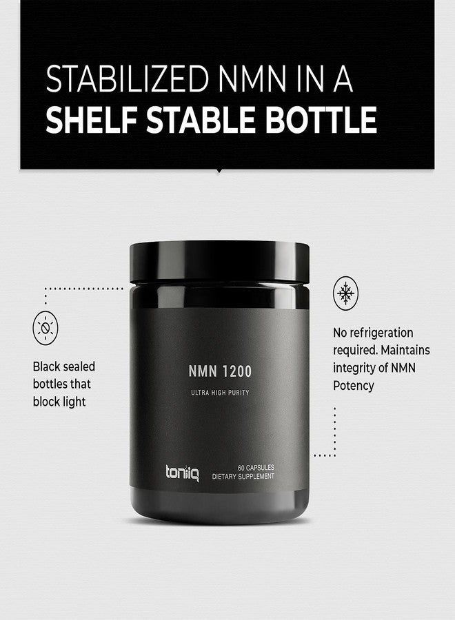 Toniiq NMN Supplement 1200mg - Third Party Tested Stabilized Capsules - 98% Highly Purified for NAD + - 60 Capsules Nicotinamide Mononucleotide Booster Supplement - Image 4