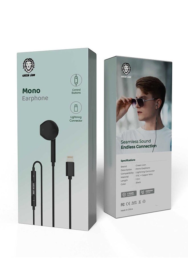GREEN LION - Mono Earphone with Lightning Connector - Black - Image 1