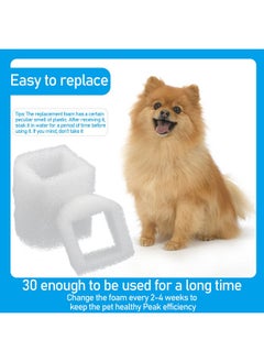 Adasea 30 Pieces Pet Fountain Filter Foam Replacement Filter Foam PreFilter Drinking Water Sponge Filter Compatible With Drinkwell Ceramic And 360 Stainless Steel Pet Dog Cat Fountains  - Image 4