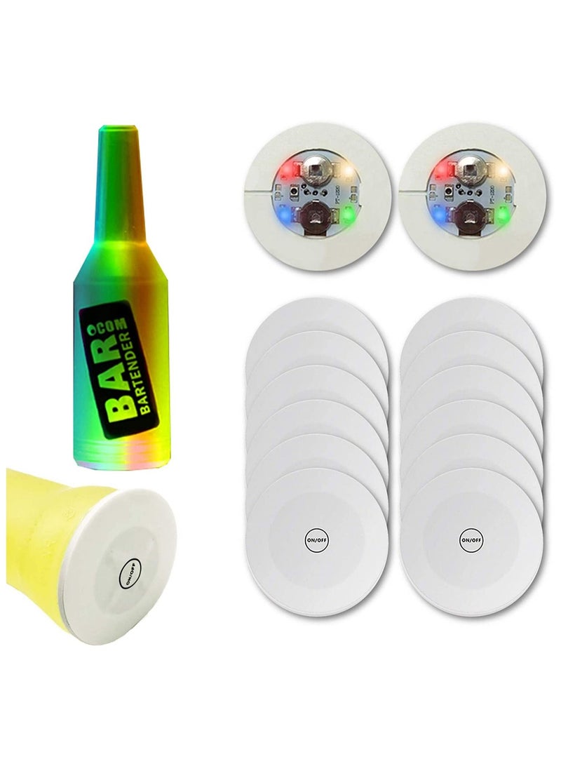 Y&D 12Pcs LED Coaster for Drinks Sticker Lights Decorate Furnishings Cool Bottle Sparklers Stickers Light Up Perfect Birthday Wedding Party (Colorful Light) - Image 1