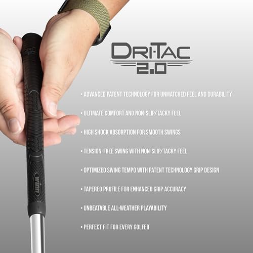 WINN DRI-TAC 2.0 STANDARD Golf Grip - Tacky Feel, Moisture-Wicking, Shock Absorption | AVS Technology for Enhanced Performance | Optimal Hand Alignment, Grip Pressure | Durable for Long-lasting Use | Black - Image 5