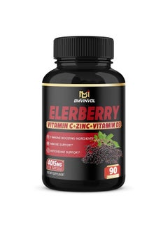 BMVINVOL (3 Months Supply) Elderberry Extract Capsules 4015 mg - 9 in 1 Herbal Supplement for Antioxidant & Immune Support - Enhanced with Vitamin D3, Ginger Root  - Image 1