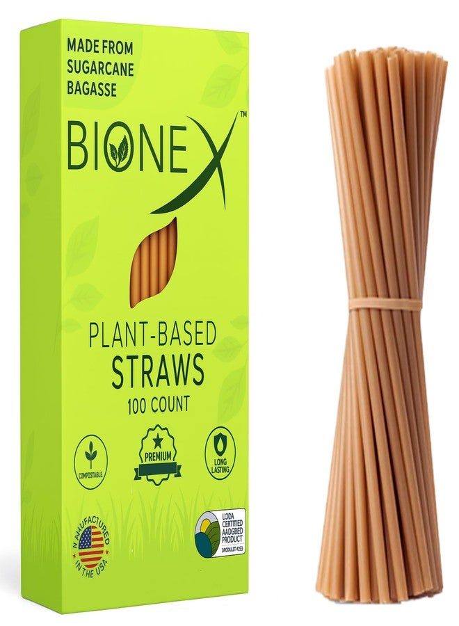 BIONEX بيونكس - مصاصات سكرية قابلة للتحلل جديدة، (طول 8 بوصات)، (100 مصاصة/علبة) بديل للبلاستيك - Image 1
