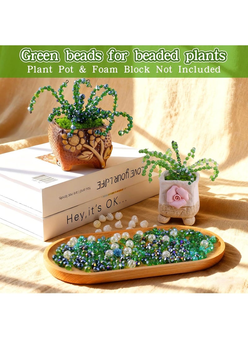 Mitoy 5422pcs Green Glass Beads Set - Green Beads for Beading Plants, Crystal Beads for Succulent Making with Video Tutorials, Natural Colorful Crystal Glass Leaf Beads - Image 4