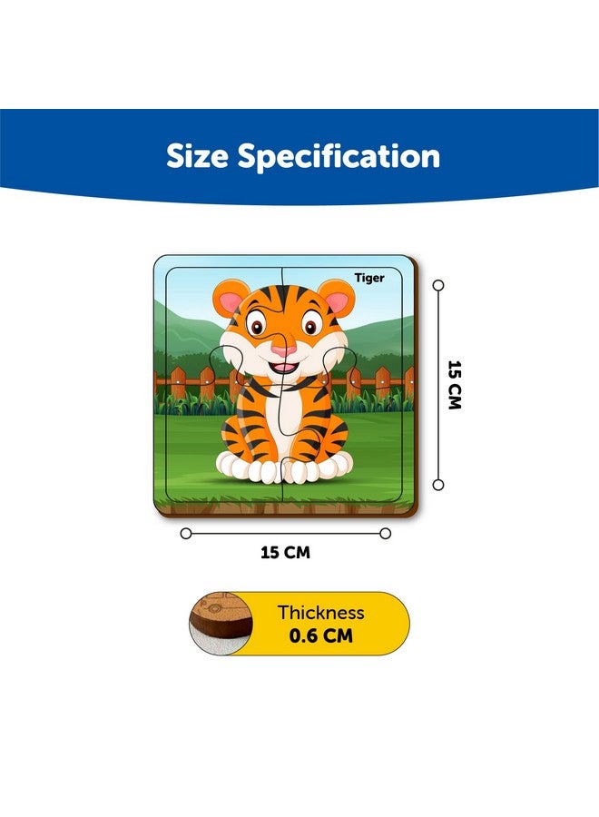 Mini Leaves Mini Leaves Wild Animal 4-in-a-Box Wooden Puzzles with 4, 6, 9, and 12 Pieces - Difficulty Level Grows with Kids Ages 2-5  - Image 2