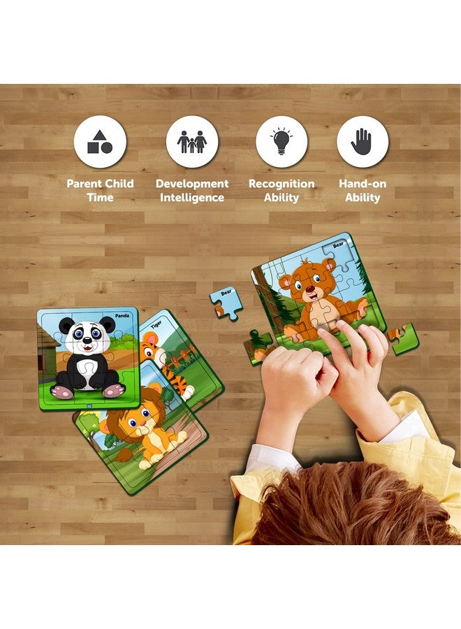 Mini Leaves Mini Leaves Wild Animal 4-in-a-Box Wooden Puzzles with 4, 6, 9, and 12 Pieces - Difficulty Level Grows with Kids Ages 2-5  - Image 5