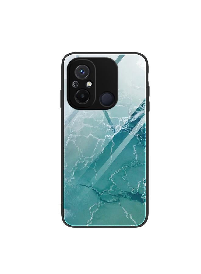 Case For Xiaomi Redmi 12C Marble Pattern Glass Phone Case