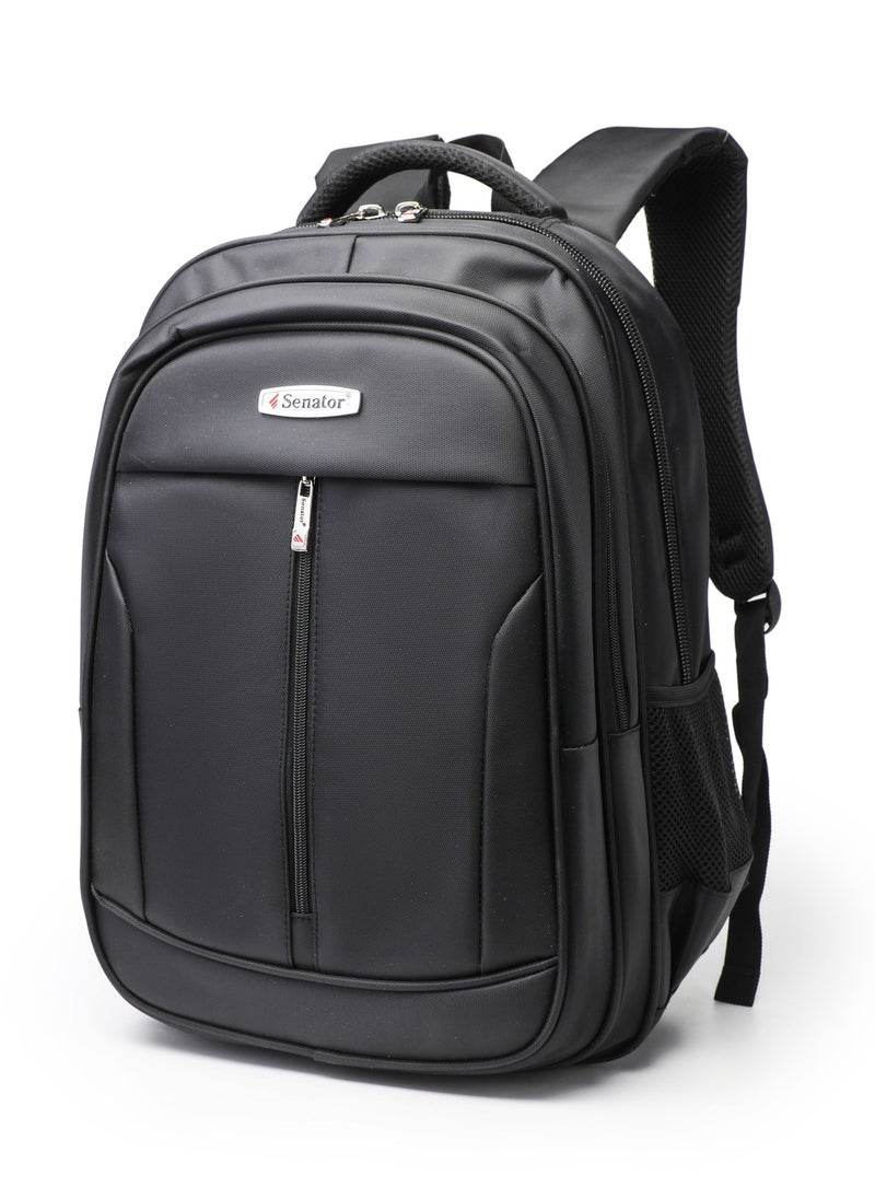 SENATOR - Nylon Lightweight Unisex 19 Inch Backpack with Laptop Compartment, Water Resistant Casual Hiking Travel Bag for Business College School Students KH8116 Black - Image 1