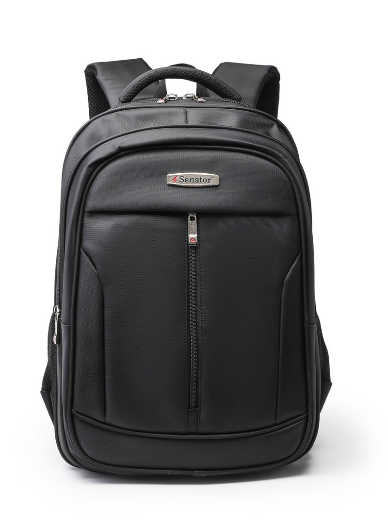 SENATOR - Nylon Lightweight Unisex 19 Inch Backpack with Laptop Compartment, Water Resistant Casual Hiking Travel Bag for Business College School Students KH8116 Black - Image 1