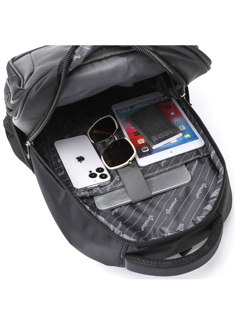 SENATOR - Nylon Lightweight Unisex 19 Inch Backpack with Laptop Compartment, Water Resistant Casual Hiking Travel Bag for Business College School Students KH8116 Black - Image 1