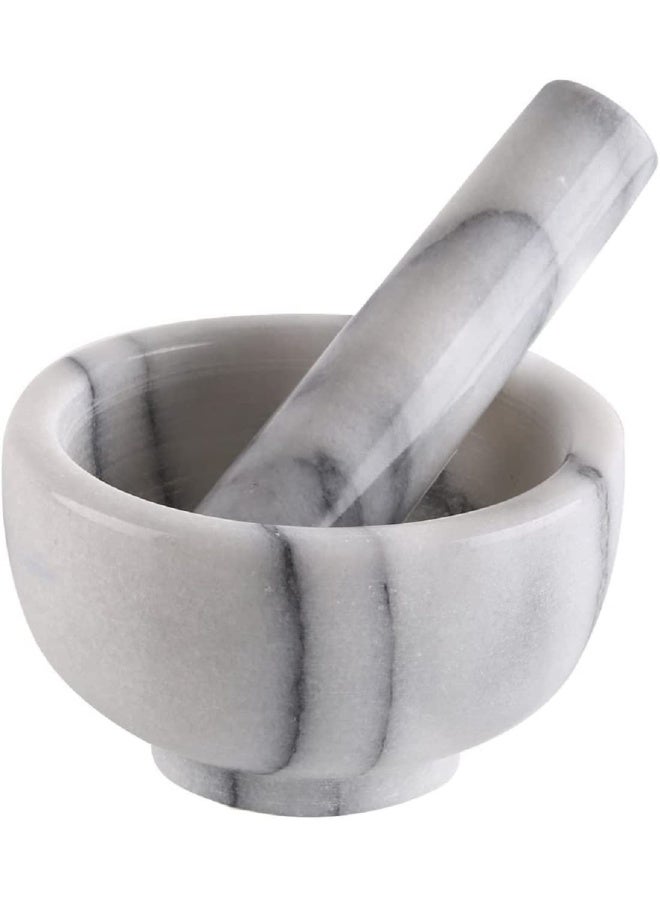 Greenco Mortar And Pestle Set  White Marble Stone Mortar And Pestle Grinding Bowl  Small 4.5 Inches  Kitchen Essential For Spices  Guacamole And More - Image 1