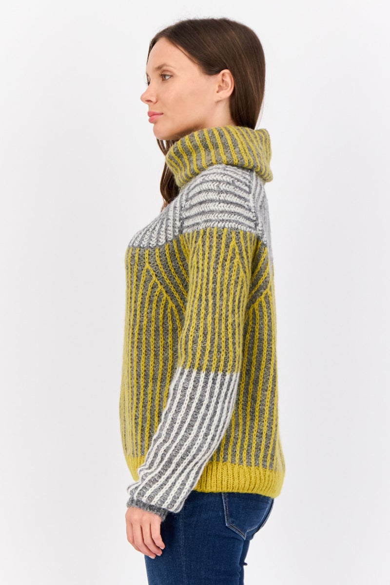 ESPRIT Women Turtle Neck Knitted Sweater, Multicolor - Image 3
