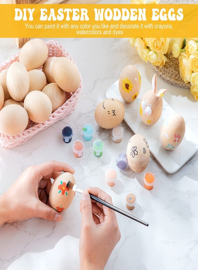 Xinnun 48 Pcs Wooden Easter Eggs Faux Eggs for DIY Easter Eggs Realistic Fake Eggs Crafts and Easter Decorations Eggs for Kids Easter Crafts DIY Decor Party Favors (Unpainted Color) - Image 3