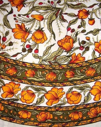 India Arts French Floral Tablecloth 70 Inch Round - Olive and Saffron - Image 4