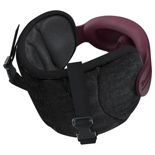SARISUN Travel Pillows for Airplanes, Airplane Pillow with Brown-Red Sleep Eye Mask, 360° Neck Support Headrest, Portable Airplane Travel Essentials, Adjustable Airplane Head Strap, Stop Bobblehead - Image 1