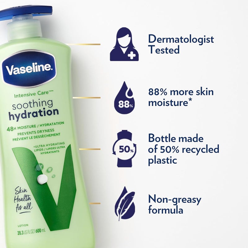 Vaseline Intensive Care Body Lotion Soothing Hydration for Dry Skin with UltraHydrating Lipids  1 Aloe Vera Extract to Refresh Dehydrated Skin 203 oz - Image 5