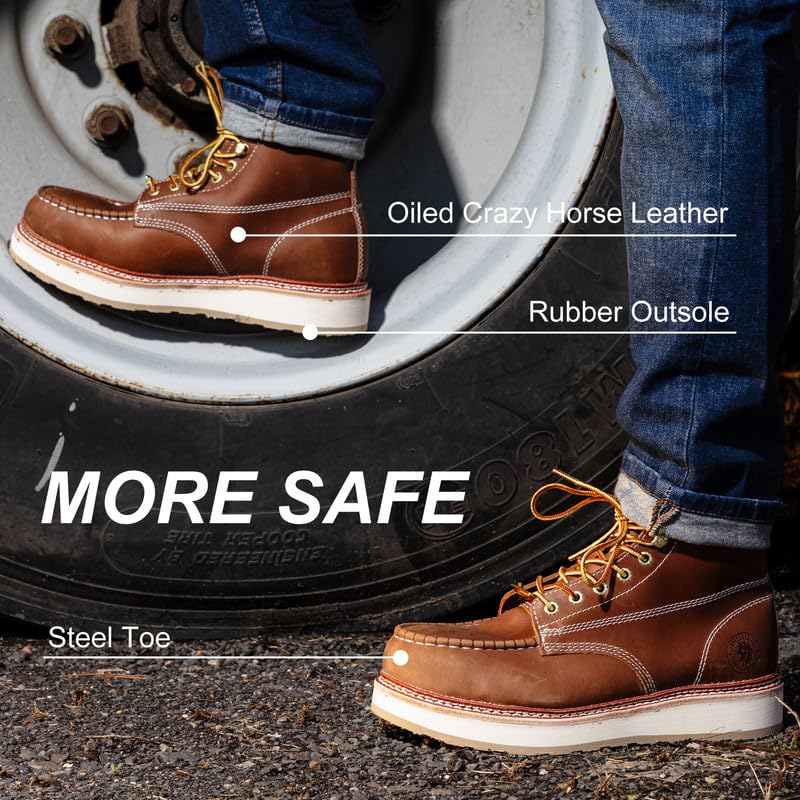 ROCKROOSTER Norwood - Mens Steel Toe Rubber Outsole Work Boots for Men SAP621-9 - Image 4