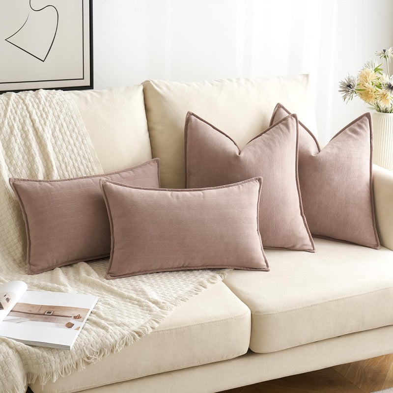 ميولي حزمة Miulee من 2 أحمر الخدود الزخرفية أغطية وسادة زخرفية 16x16 بوصة ناعم شنيل أريكة رمي وسادة مزرعة وسادة وسادة مع تصميم أنيق لأريكة غرفة نوم غرفة المعيشة المنزل - Image 4