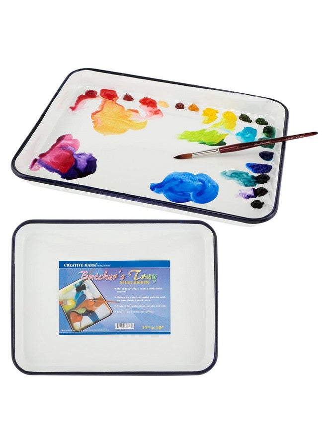 Creative Mark Creative Mark Butcher Tray Palette - Triple Coated Enamel Tray Palette for Painting, Color Theory, Mixing, and More! - 11" x 15" - Image 1