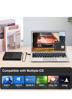 Y&D External CD DVD Drive, Ultra Slim Burner USB 3.0 with 4 Ports and 2 TF/SD Card Slots, Optical Disk Drive for Laptop Mac, PC Windows 11/10/8/7 Linux OS  - Image 5