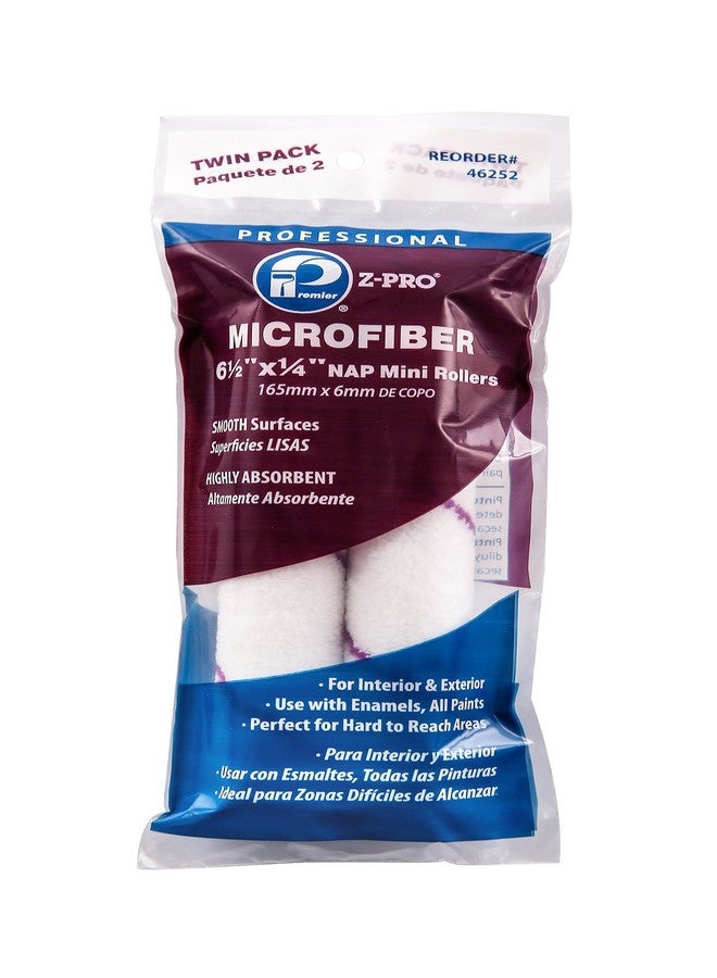 Premier 6-1/2" x 1/4" Nap Microfiber Mini Roller Cover, 2 Pack, 46252 - Image 1