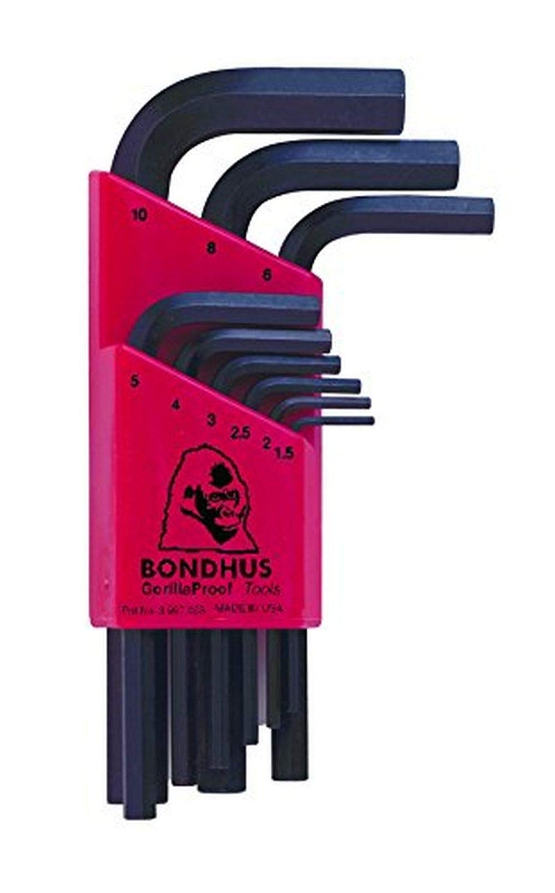 Bondhus 12299 Set of 9 Hex Lwrenches Short Length sizes 1510mm