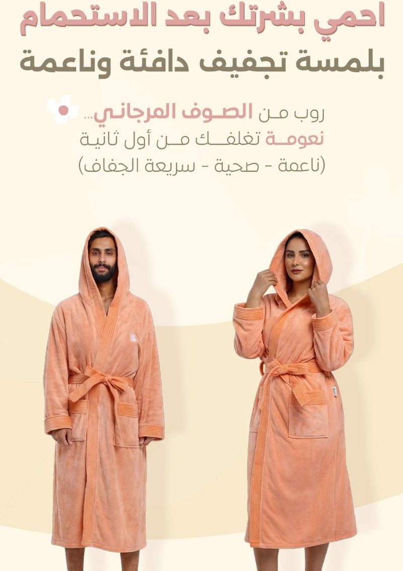 Relef Hooded Bathrobe for Men & Women, Ultra Soft Coral Fleece Robe, Quick Dry Absorbent Spa Bathrobe, Hotel Luxury Home Robe with Hood - Pistachio Green - Image 5