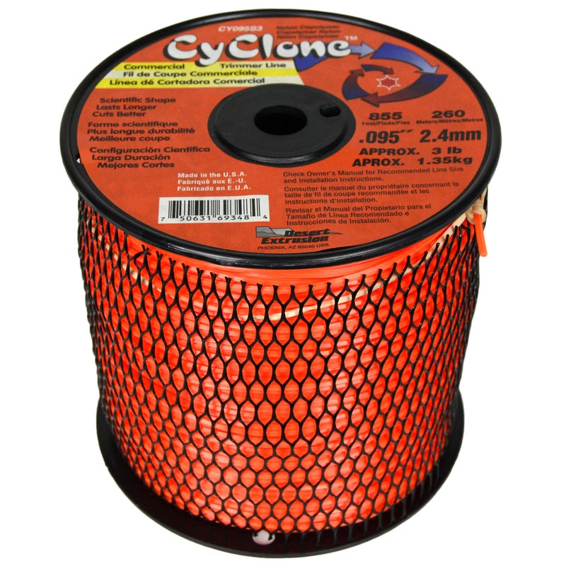 Cyclone Desert Extrusion Cyclone CY095S3 .095" x 855' Commercial Trimmer Line Orange - Made in USA - Image 4