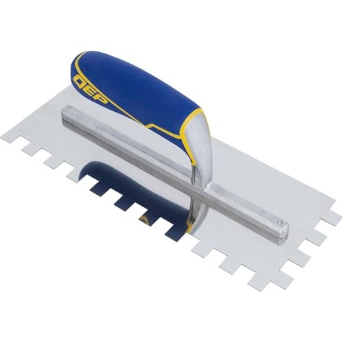 QEP Comfort Grip Stainless Steel Trowel Square-Notch 1/2" x 1/2" x 1/2" - Image 1