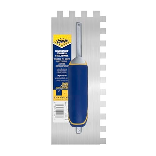 QEP Comfort Grip Stainless Steel Trowel Square-Notch 1/2" x 1/2" x 1/2" - Image 3