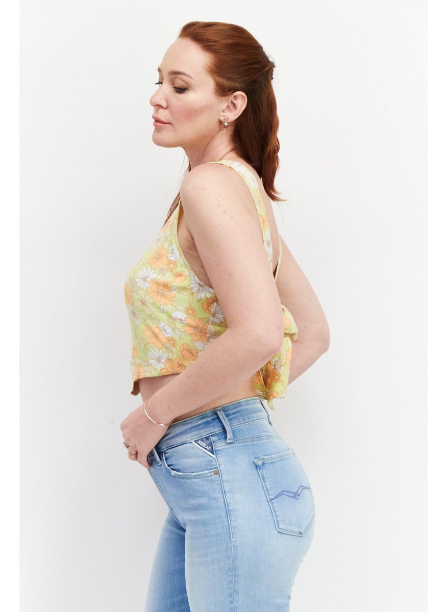 rvca Women Scoop Neck Floral Print Tank Top, Lime Green Combo  - Image 2
