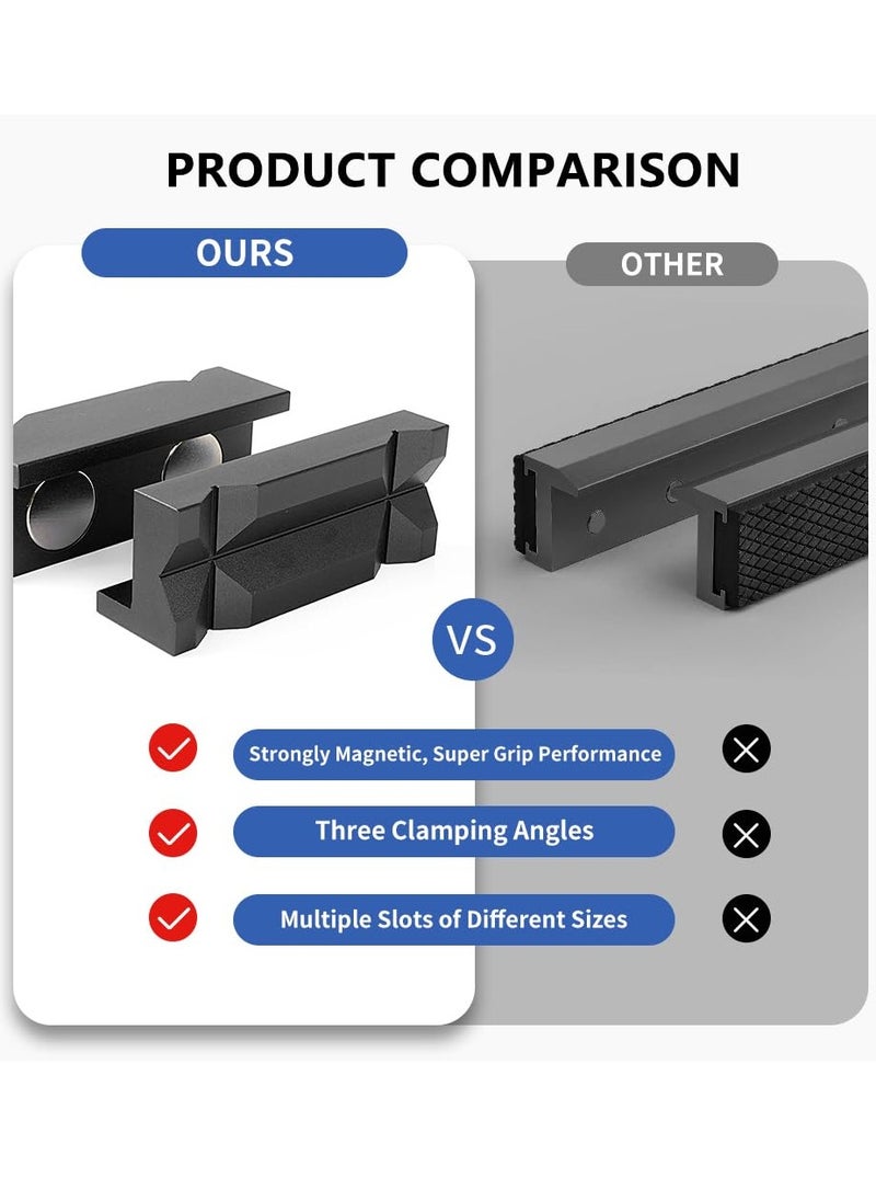 Excefore Aluminum 4" Vise Jaws Pads, Magnetic Reversible Pipe Vise, AN Fitting Vice Jaw Covers, Professional Grade Multi-Purpose Vise Jaw Protective Inserts for Any Metal Bench Vice, 4", Upgrade-Black  - Image 4
