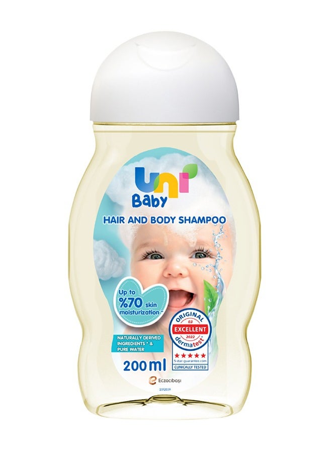 Uni baby Classic Hair and Body Shampoo - Mild and Tear-Free Formula for Babies, Dermatologically Tested, 200 ml  - Image 1