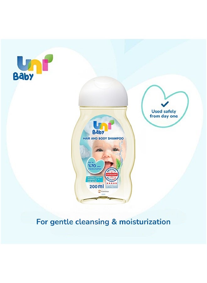Uni baby Classic Hair and Body Shampoo - Mild and Tear-Free Formula for Babies, Dermatologically Tested, 200 ml  - Image 2