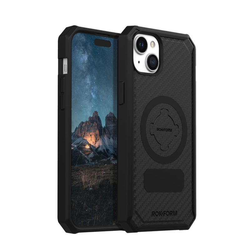 Rokform iPhone 15 Plus Case, Rugged Series Magnetic iPhone 15 Plus Cover with RokLock Twist Lock Drop Tested Protective Case (Black) - Image 1
