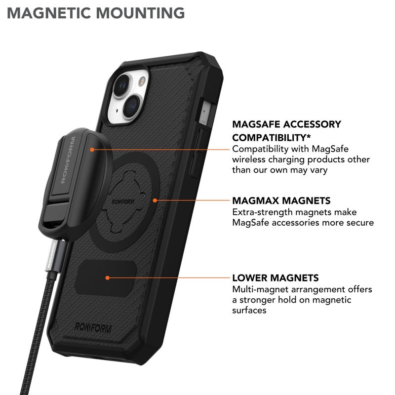 Rokform iPhone 15 Plus Case, Rugged Series Magnetic iPhone 15 Plus Cover with RokLock Twist Lock Drop Tested Protective Case (Black) - Image 5