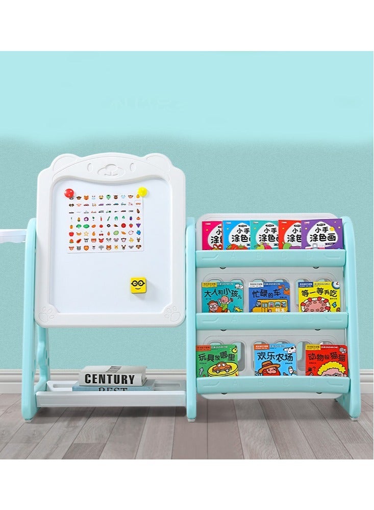 فول جوي مجموعة طاولة وكرسي متعددة الوظائف 4 في 1 ، لوح رسم مع رف للكتب, سطح مكتب قابل للطي , حامل قائم قابل للتعديل مع  حلقة كرة سلة - Image 3