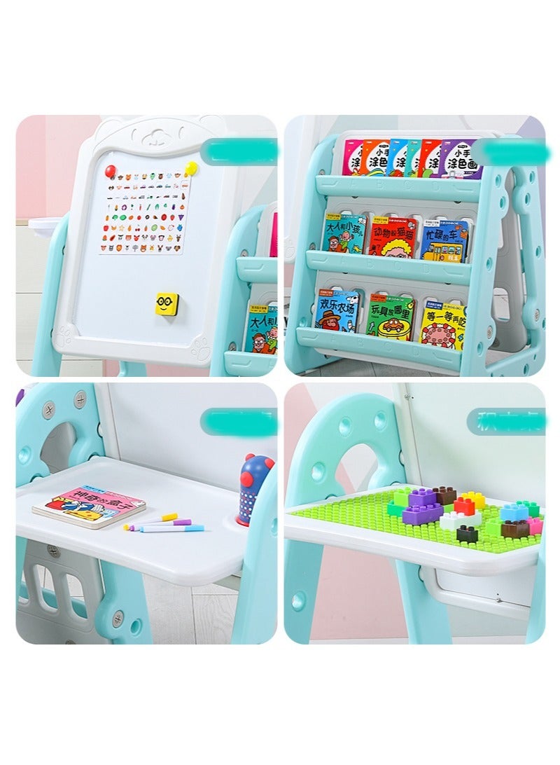 فول جوي مجموعة طاولة وكرسي متعددة الوظائف 4 في 1 ، لوح رسم مع رف للكتب, سطح مكتب قابل للطي , حامل قائم قابل للتعديل مع  حلقة كرة سلة - Image 5