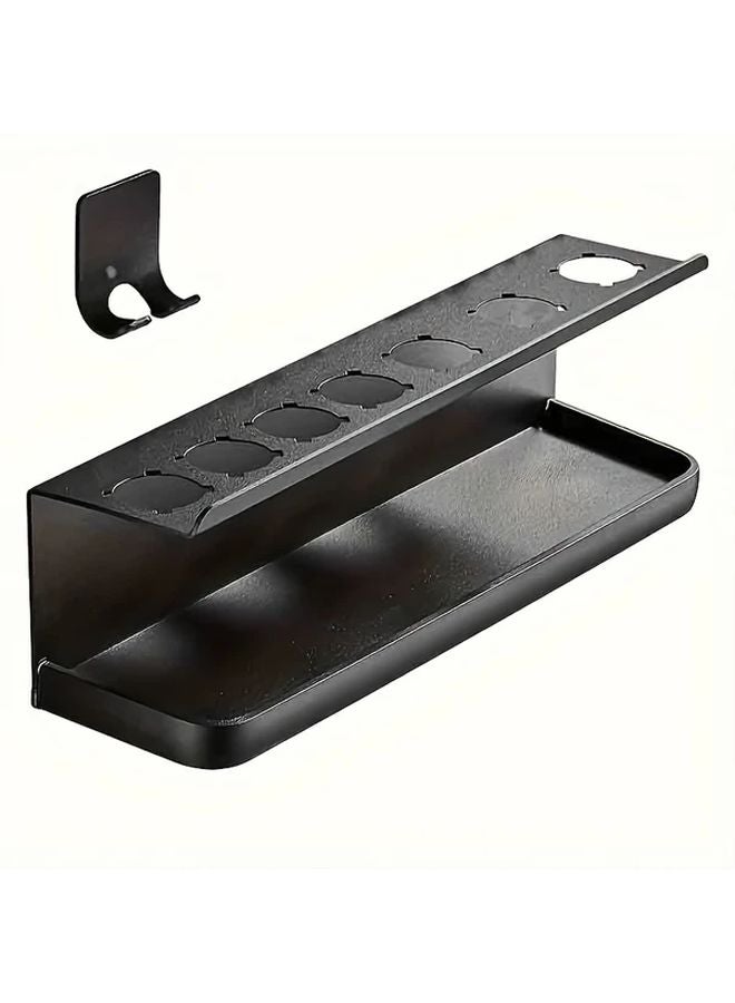 Dyson Hair Styler Holder Heavy Duty No Drill Wall Mounted Iron Storage Shelf Black - Image 1