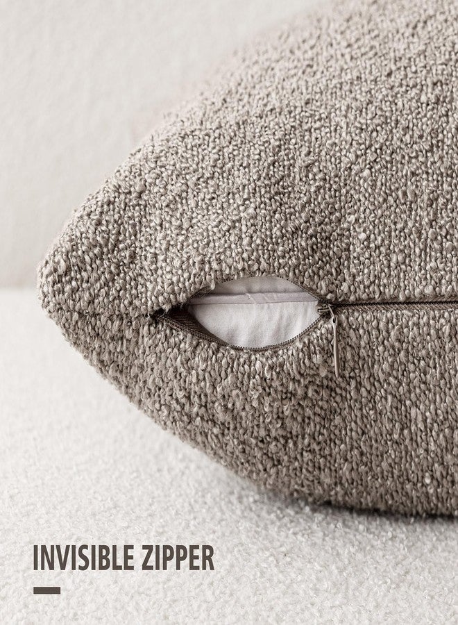 Foindtower Pack of 2 Textured Boucle Throw Pillow Covers Accent Solid Pillow Cases Cozy Soft Decorative Couch Cushion Case for Chair Sofa Bedroom Living Room Home Decor 18x18 Inch Light Taupe - Image 2