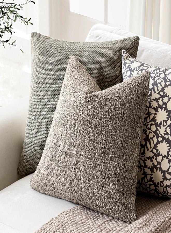 Foindtower Pack of 2 Textured Boucle Throw Pillow Covers Accent Solid Pillow Cases Cozy Soft Decorative Couch Cushion Case for Chair Sofa Bedroom Living Room Home Decor 18x18 Inch Light Taupe - Image 5
