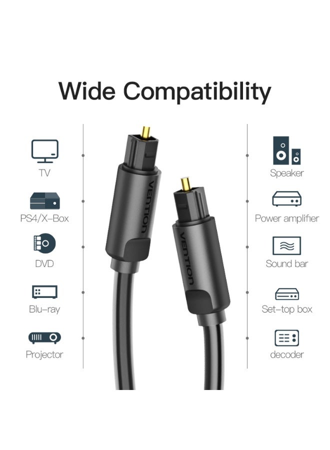 VENTION Optical Fiber Audio Cable 1M Black Model # BAEBF - Image 2