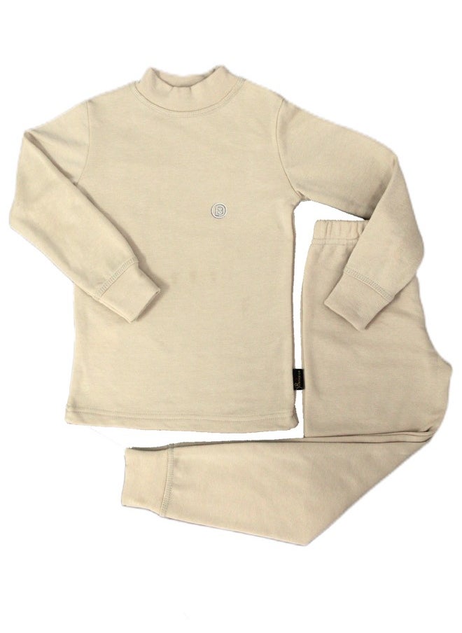 Bashayer beige winter pajamas with a mid-neck  - Image 1