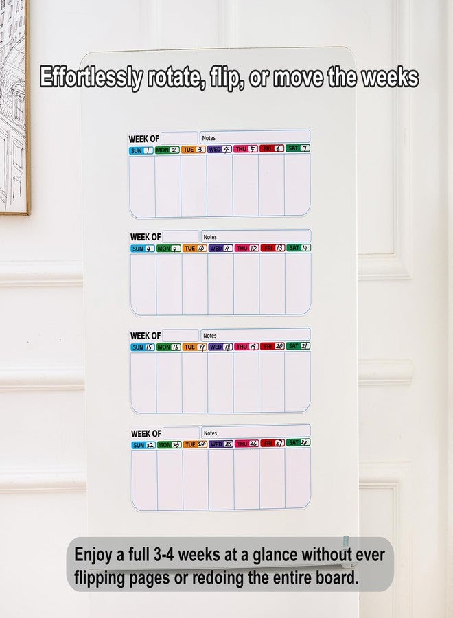 MANWU 4 pack weekly fridge calendar Magnet rotate by week,reusable rotating Dry Erase calendar Planner magnetic to keep track of work and school schedules,13.9 x 4.9 inch - Image 3