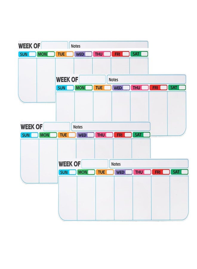 MANWU 4 pack weekly fridge calendar Magnet rotate by week,reusable rotating Dry Erase calendar Planner magnetic to keep track of work and school schedules,13.9 x 4.9 inch - Image 1